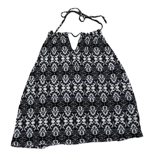 Lascana Black & White Geometric Print Keyhole Tie Halter Top, Low Back 8/10 - Picture 3 of 11